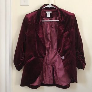 Fine and Sandy Blazer in Burgundy Velvet